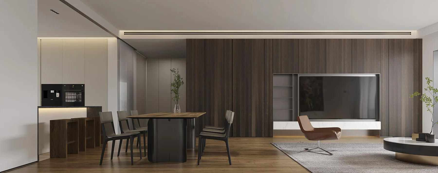 Open-plan residential living and dining interior