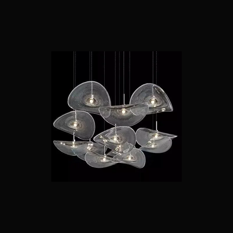 Sculptural transparent glass pendant lighting collection
