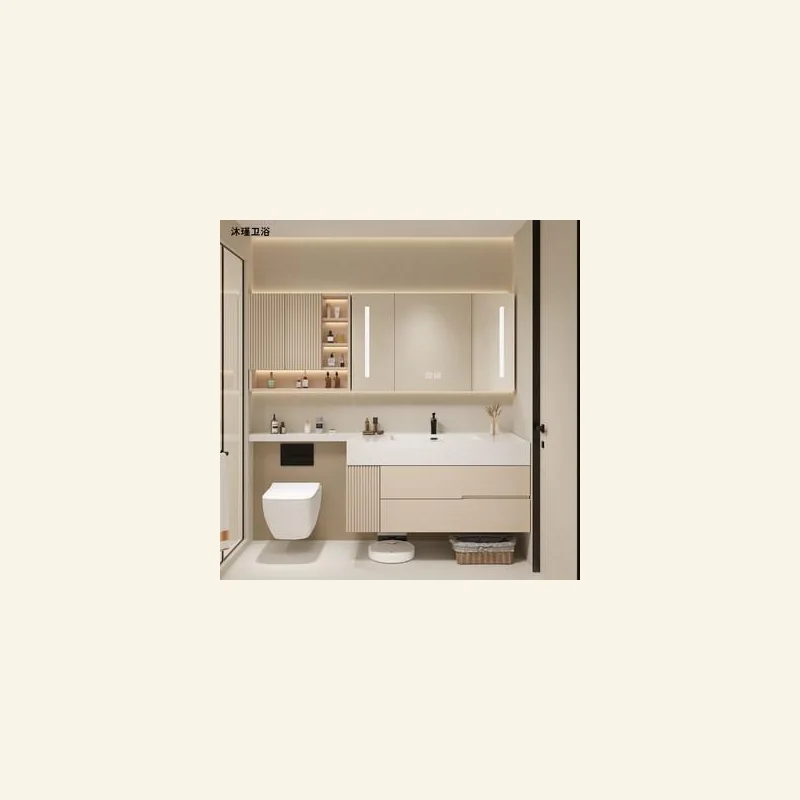 Integrated bathroom vanity storage and sanitary system