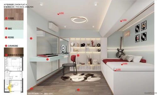 Master bedroom of the compact apartment unit