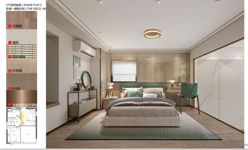 Master bedroom of the larger unit