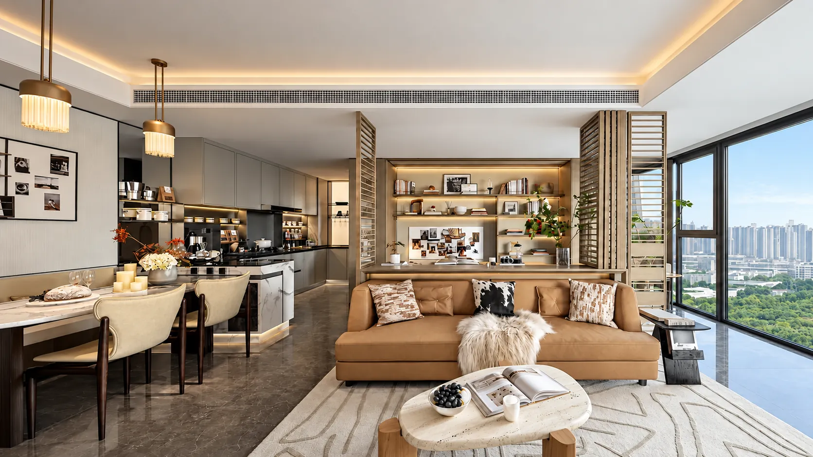 Premium contemporary living room prepared as a complete interior