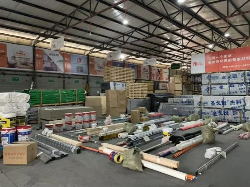 Interior of the logistics warehouse holding building materials