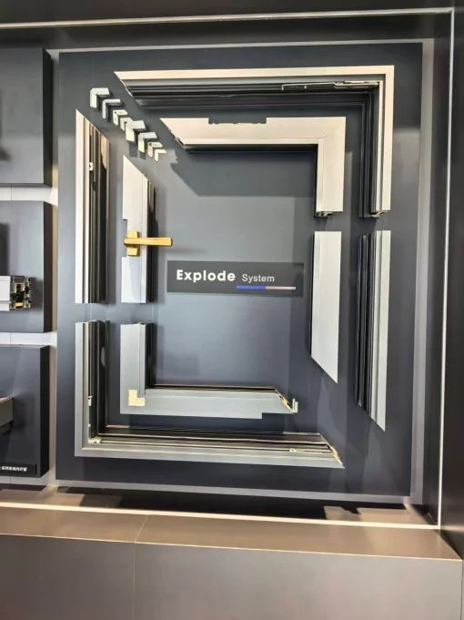 Cutaway display of an aluminium window and door system
