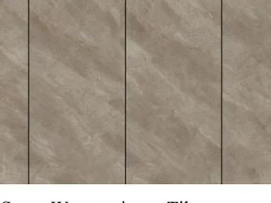 Large-format stone-look tile surfaces