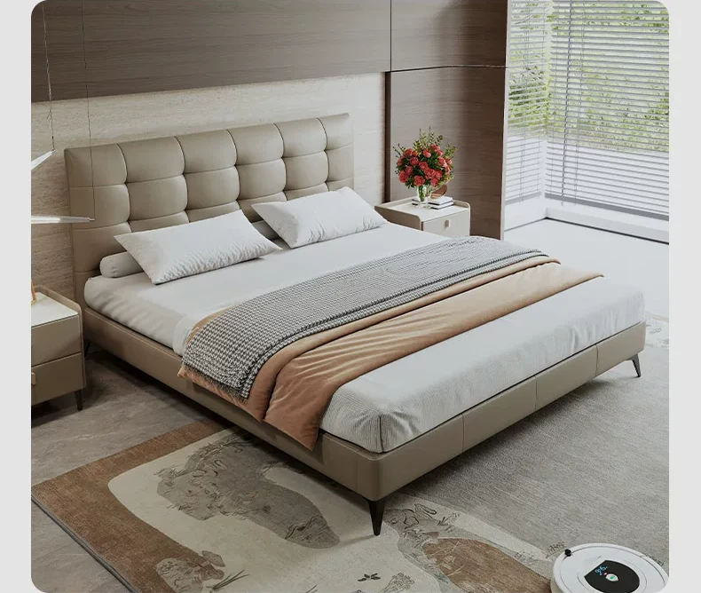 Upholstered Bed, Full-Grain Leather
